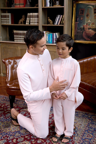 The Warisan Raya Boy Baju Melayu Set Pink