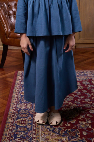 The Warisan Raya Girl Teacup Skirt Steel Blue