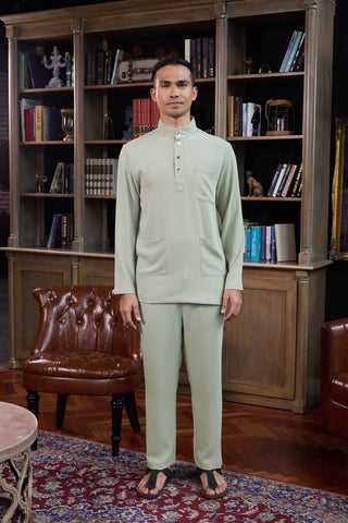 The Warisan Raya Men Baju Melayu Set Sage Green