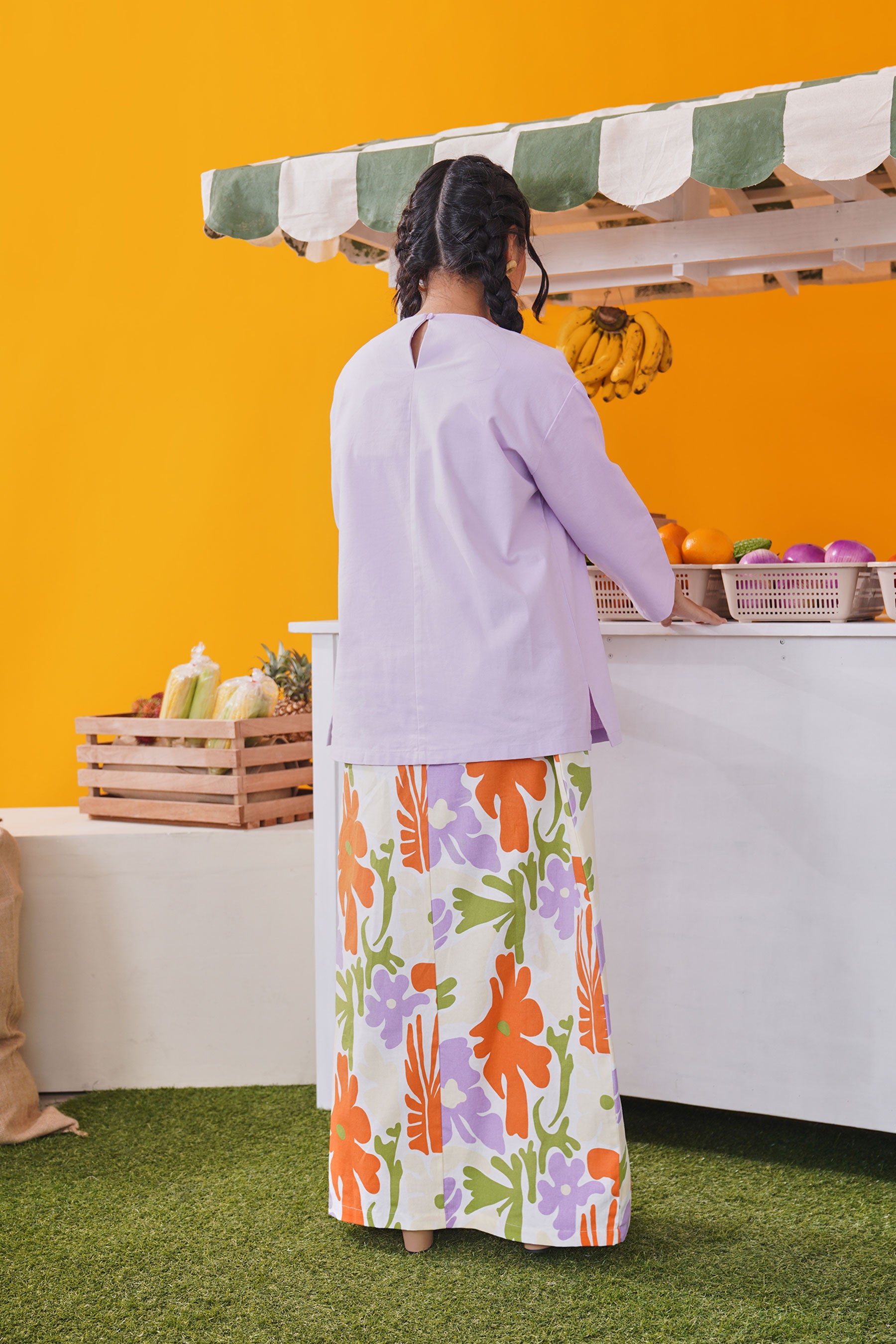 At The Market Collection Women Folded Skirt Fleur Print