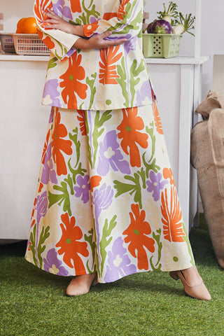 baju raya family sedondon adult women flare skirt fleur print