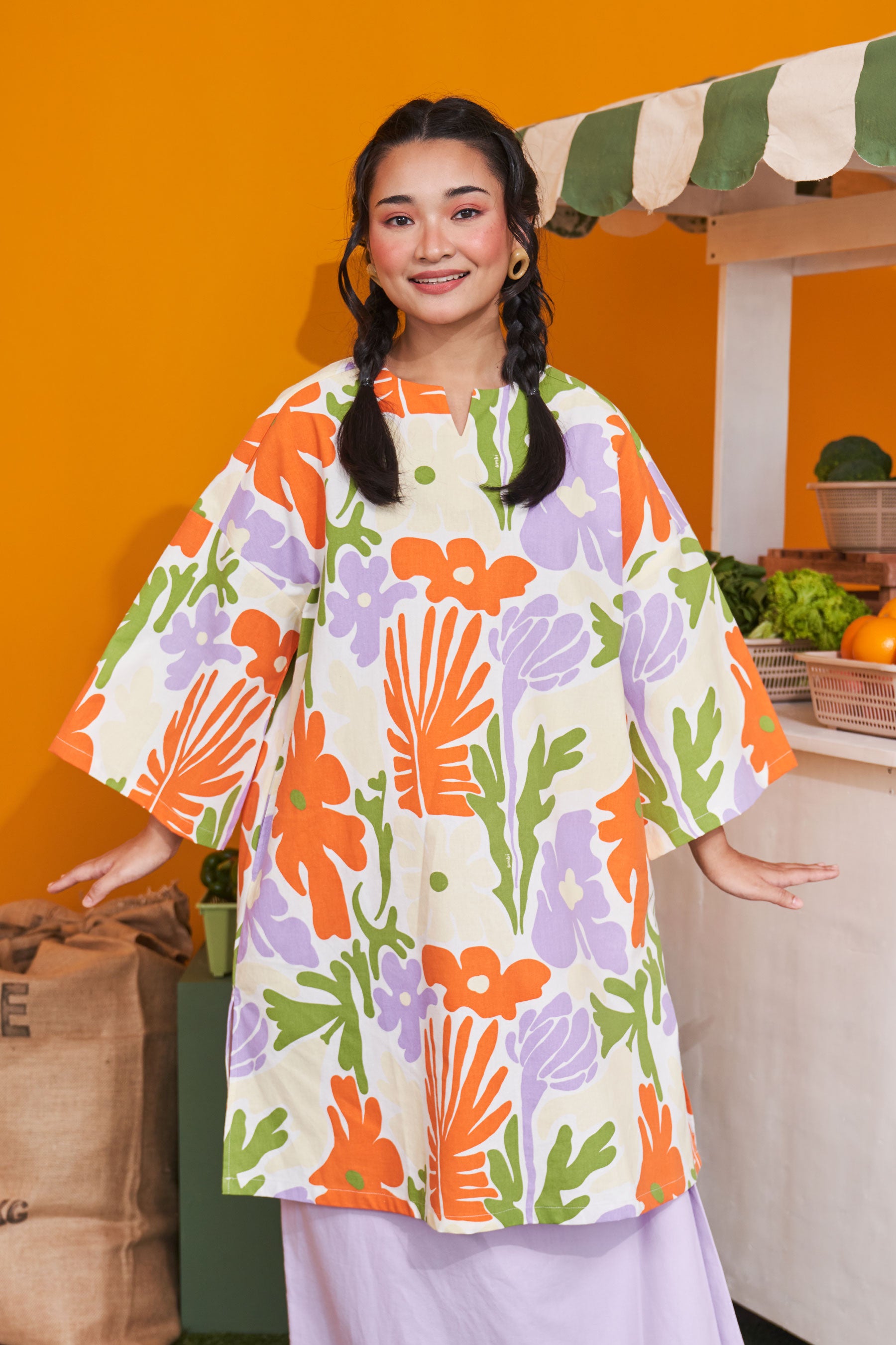 baju raya family sedondon adult women long kurung blouse fleur print 