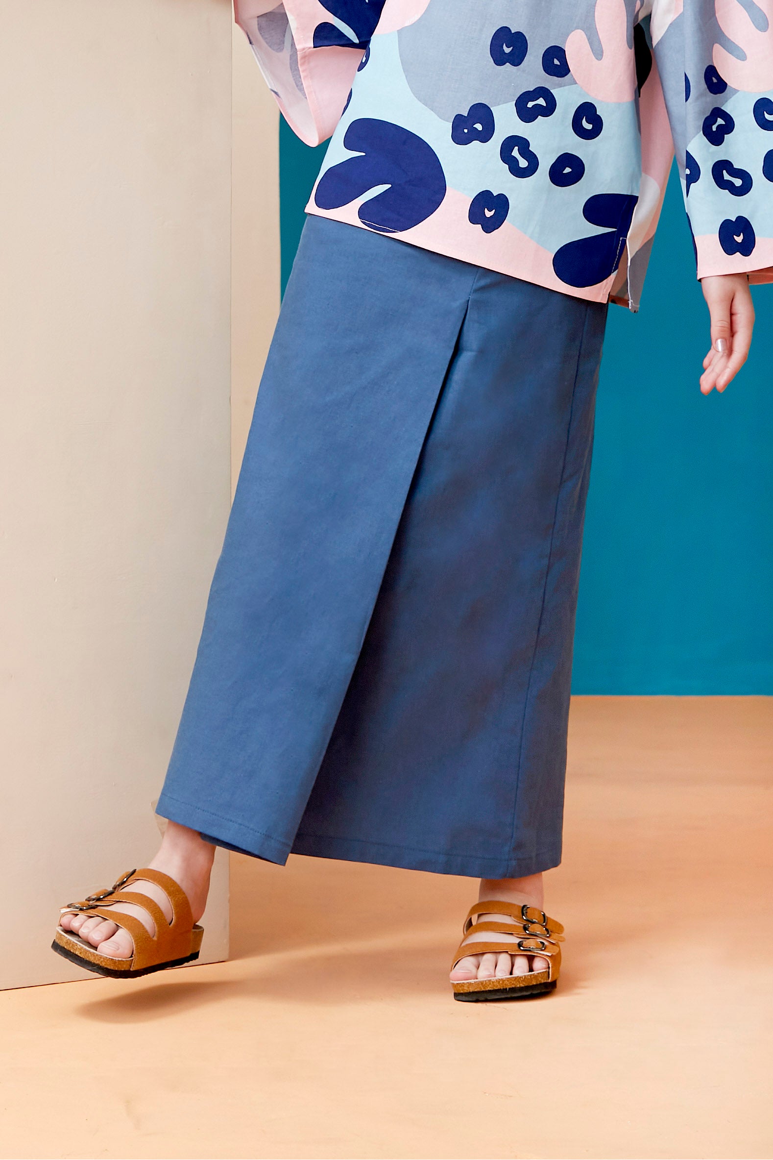 baju raya family sedondon girls classic skirts steel blue