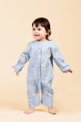 baju raya family sedondon kids baby jumpsuit flow print