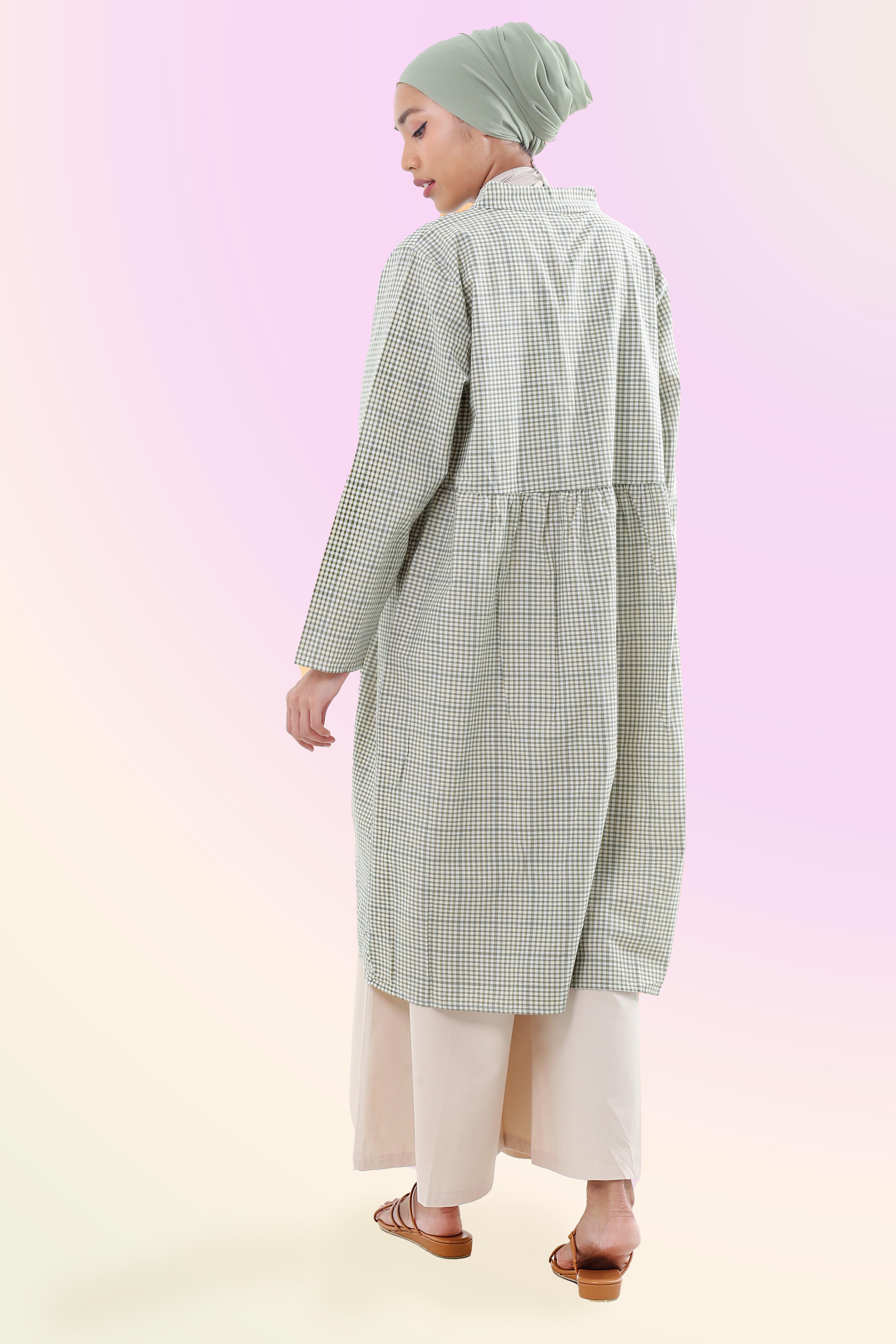 The Aura Dress Checked Green