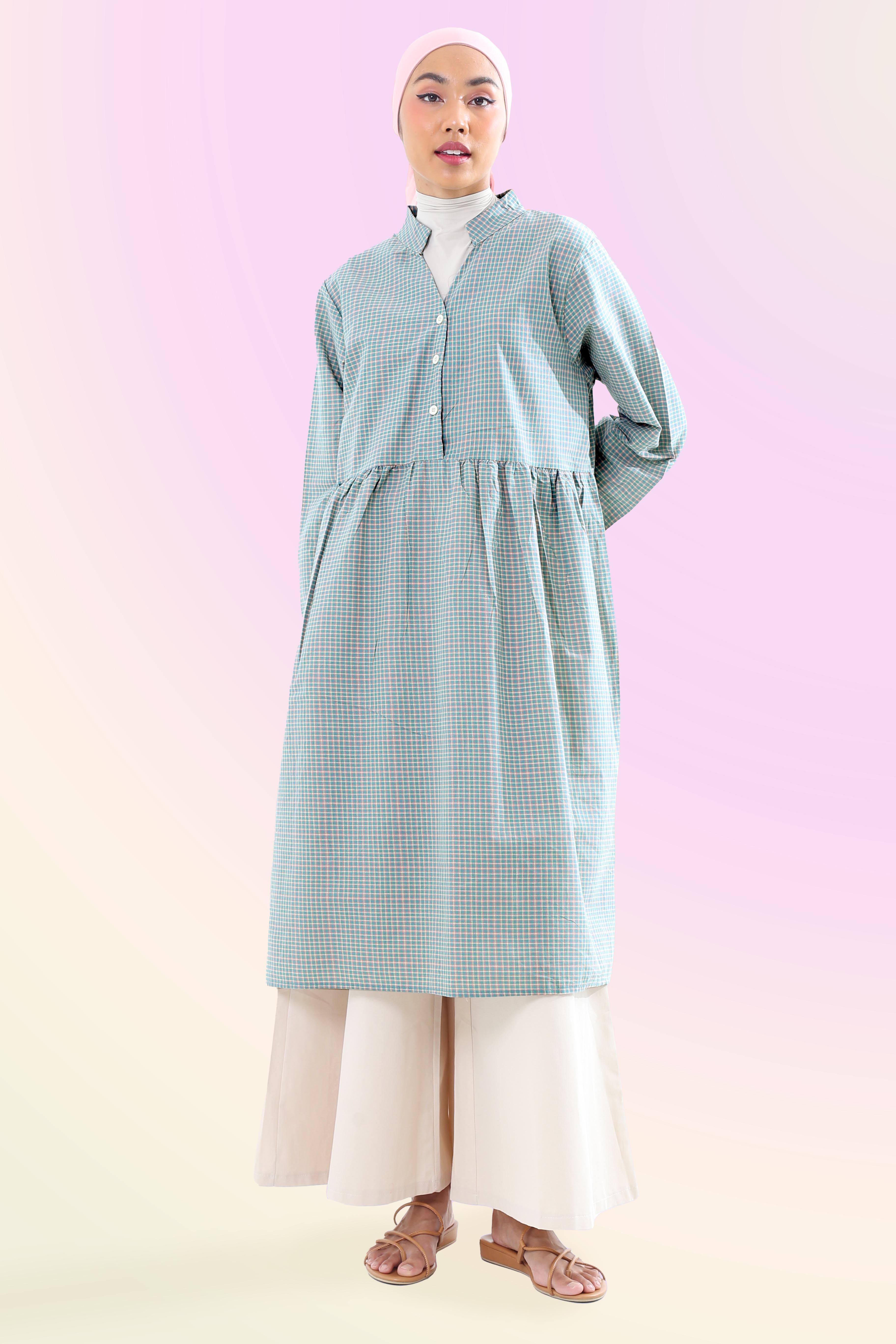 The Aura Dress Checked Teal