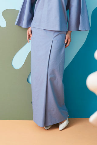 baju raya family sedondon adult women classic skirt pigeon blue